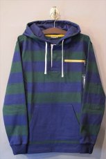 画像1: Border Rugby Hoodie Green Navy ボーダー ラグビー フーディー グリーン ネイビー ラガーシャツ  (1)