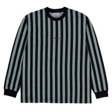 画像4: Stripe L/S Tee Maroon Chacoal Grey Grey Black ストライプ embroidery 刺繍 Logo 長袖 Tシャツ (4)