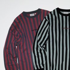 画像6: Stripe L/S Tee Maroon Chacoal Grey Grey Black ストライプ embroidery 刺繍 Logo 長袖 Tシャツ (6)