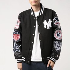 画像1: Majestic(マジェスティック) New York Yankees PU Leather Multi Wappen Stadium Jacket ニューヨーク ヤンキース スタジアム ジャケット (1)