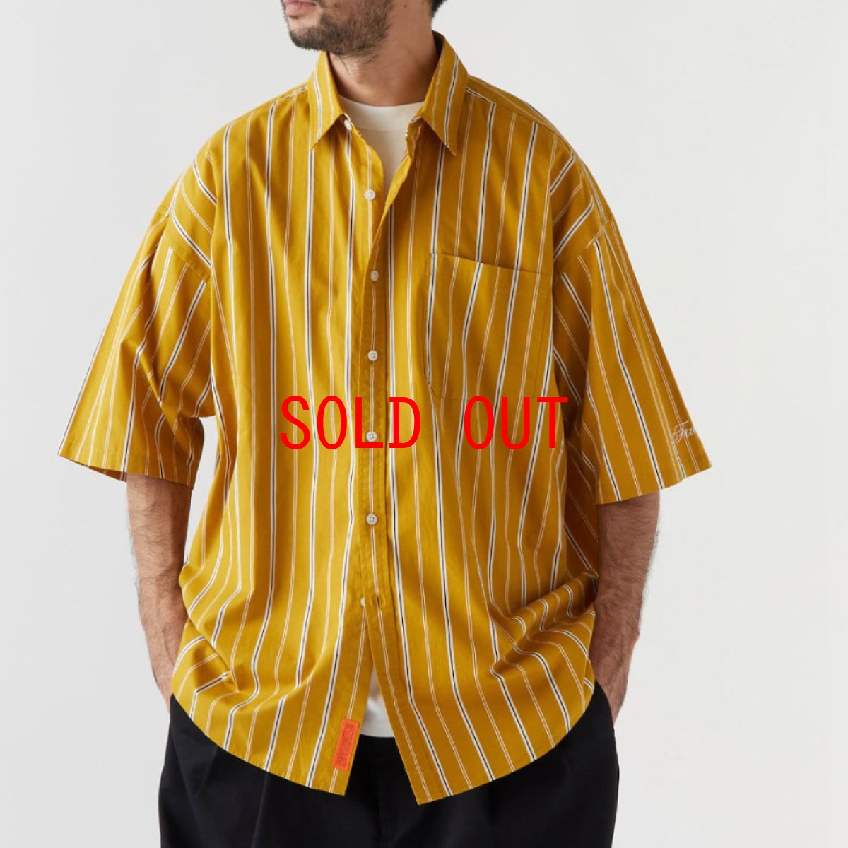 画像1: Shineline S/S Stripe Shirts ストライプ 半袖 シャツ Yellow (1)