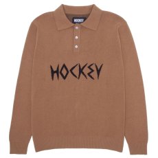 画像1: Knitted Polo Sweater ロゴ ニット ポロ セーター シャツ Brown (1)