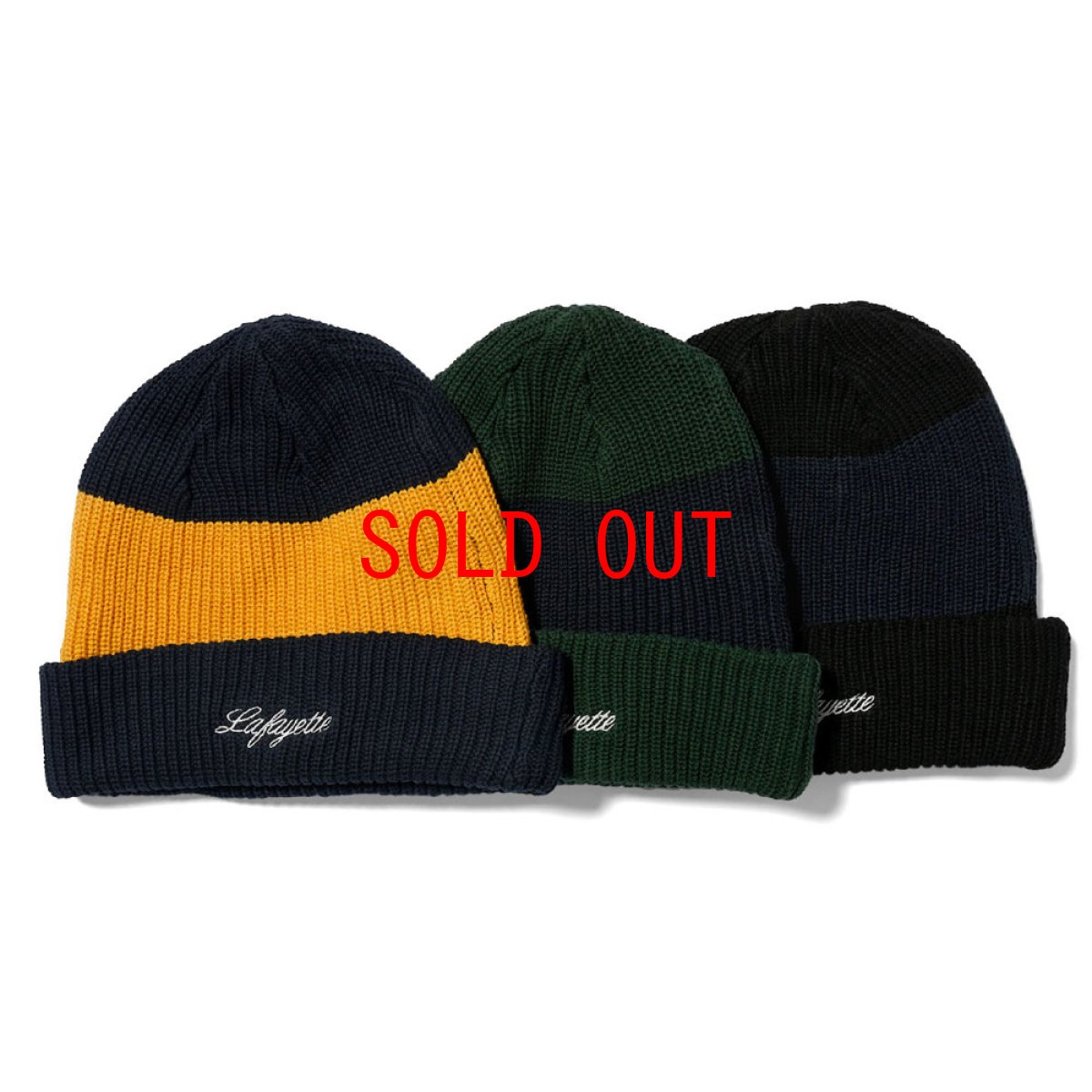 画像1: 2Tone Cotton Beanie Knit Cap コットン ビーニー ニット キャップ 帽子 (1)