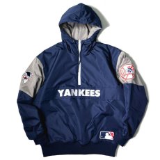 画像2: X New York Yankees Pullover Nylon Hooded Jacket ニューヨーク ヤンキース ハーフジップ ナイロン プルオーバー ジャケット MLB 公式 Official  (2)