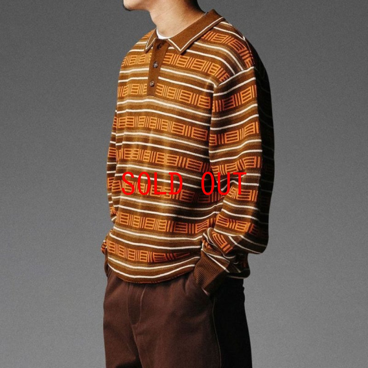 画像1: Windsor Knitted Sweater  -Brown ニット ポロ セーター (1)