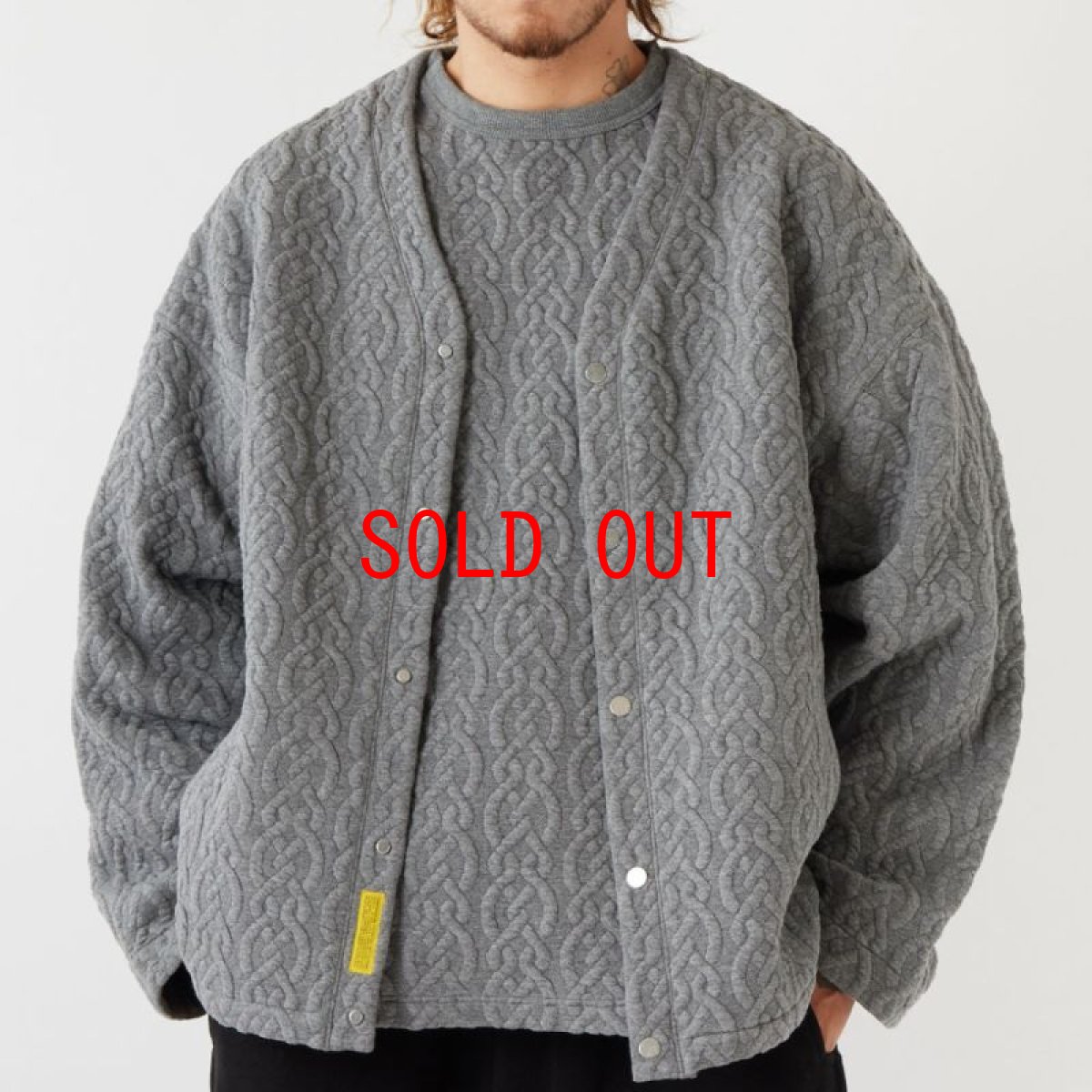 画像1: Cabgan Cable Knit Cardigan GRY ケーブル ニット カーディガン (1)