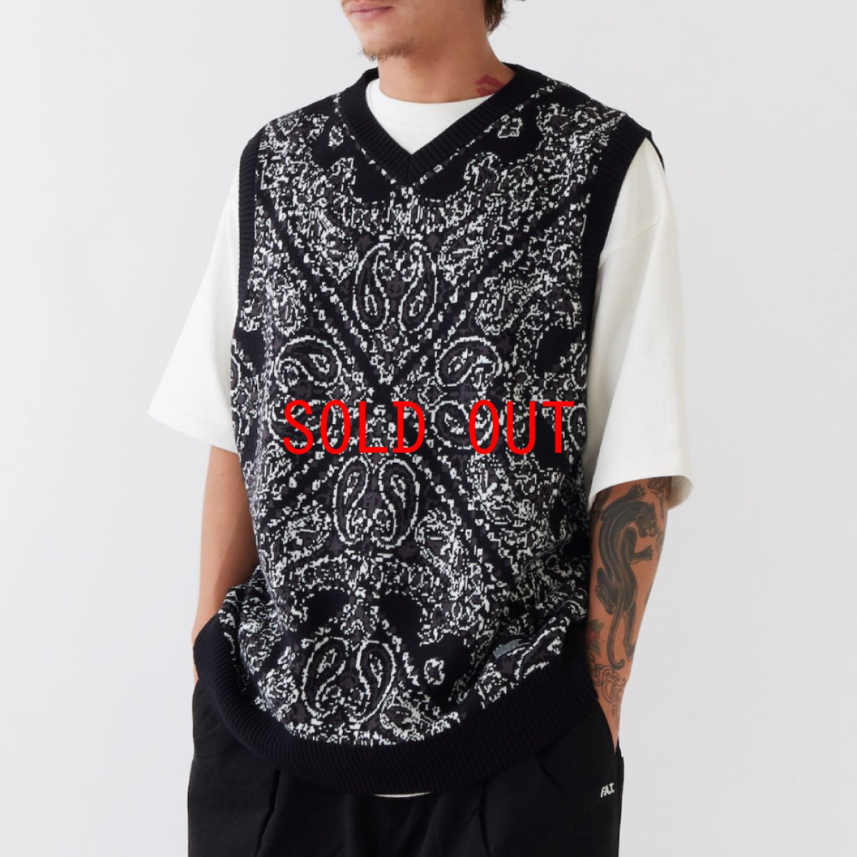 画像1: HANK-V Knit Paisley Bandana Vest ペイズリー バンダナ ニット ベスト (1)