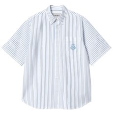 画像3: Linus Stripe S/S Shirt Bleach BLU 半袖 ルーズフィット ストライプ シャツ (3)