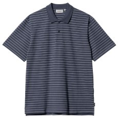 画像1: Cason S/S Stripe Polo Shirt BLU ボーダー 半袖 ポロ シャツ (1)