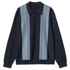 画像3: Kendricks Polo L/S Shirt Dark コットン ニット 長袖 ストライプ ポロ シャツ (3)