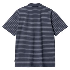 画像2: Cason S/S Stripe Polo Shirt BLU ボーダー 半袖 ポロ シャツ (2)