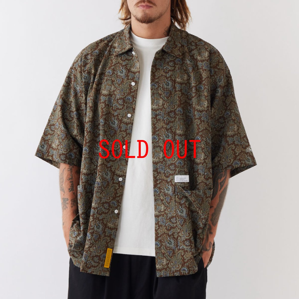 画像1: GIGANICAL S/S All Over Waffle Shirts 総柄 半袖 シャツ (1)