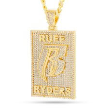 画像1: × Ruff Ryders Dog Tag Logo Necklace ラフ ライダーズ コラボ ドッグタグ ロゴ チェーン ネックレス ゴールド (1)