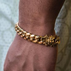 画像1: Miami Cuban Link Gold Bracelet 12mm ブレスレット ゴールド (1)