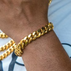 画像7: Miami Cuban Link Gold Bracelet 12mm ブレスレット ゴールド (7)