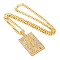 画像3: × Ruff Ryders Dog Tag Logo Necklace ラフ ライダーズ コラボ ドッグタグ ロゴ チェーン ネックレス ゴールド (3)