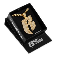 画像4: × Ruff Ryders R Logo Necklace ラフ ライダーズ コラボ ロゴ チェーン ネックレス ゴールド (4)