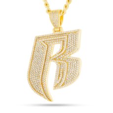 画像1: × Ruff Ryders R Logo Necklace ラフ ライダーズ コラボ ロゴ チェーン ネックレス ゴールド (1)