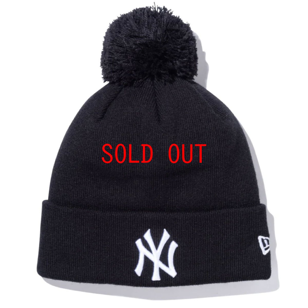 画像1: New York Yankees MLB Team Logo PomPom Knit Cap ポンポン ニット リブ ニューヨーク ヤンキース キャップ 帽子 (1)