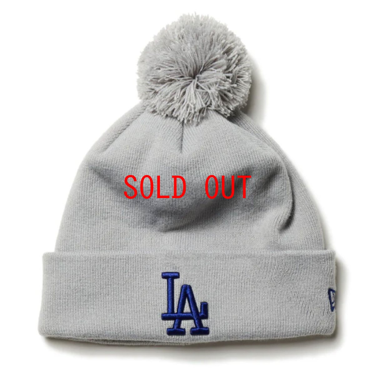 画像1: Los Angeles Dodgers MLB Team Logo PomPom Knit Cap ポンポン ニット リブ ロサンゼルス ドジャース キャップ 帽子 (1)