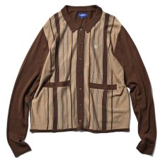 画像1: Striped Knit Cardigan BRN ストライプ ニット カーディガン (1)