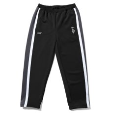 画像1: Striped Jersey Track Pants BLK ジャージ サイドライン チーム エンブレム トラック パンツ (1)