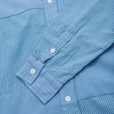 画像7: Patchwork Plaid L/S Stripe Shirt Overdye BLU パッチワーク ストライプ 長袖 シャツ (7)