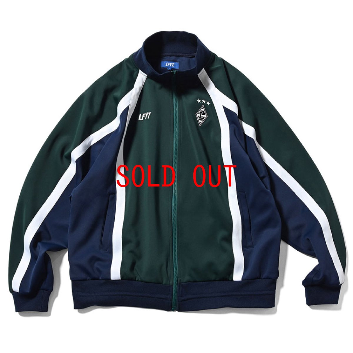 画像1: Striped Jersey Track Jacket GRN ジャージ エンブレム トラック ジャケット (1)