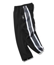 画像2: Striped Jersey Track Pants BLK ジャージ サイドライン チーム エンブレム トラック パンツ (2)