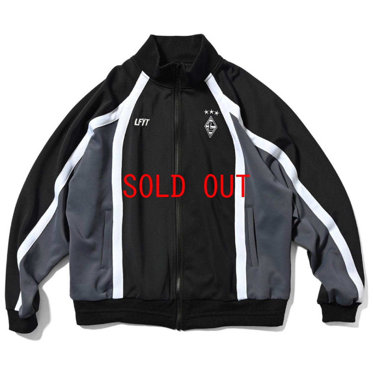 画像1: Striped Jersey Track Jacket BLK ジャージ エンブレム トラック ジャケット (1)