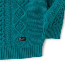 画像6: FISHARAN Crewneck Fisherman Knit GRN クルーネック 3ゲージ ウールヤーン フィッシャーマン ニット (6)