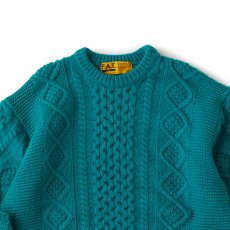 画像7: FISHARAN Crewneck Fisherman Knit GRN クルーネック 3ゲージ ウールヤーン フィッシャーマン ニット (7)