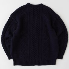 画像3: FISHARAN Crewneck Fisherman Knit NVY クルーネック 3ゲージ ウールヤーン フィッシャーマン ニット (3)