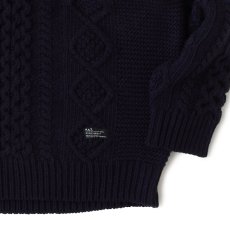 画像6: FISHARAN Crewneck Fisherman Knit NVY クルーネック 3ゲージ ウールヤーン フィッシャーマン ニット (6)