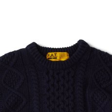 画像4: FISHARAN Crewneck Fisherman Knit NVY クルーネック 3ゲージ ウールヤーン フィッシャーマン ニット (4)