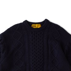 画像7: FISHARAN Crewneck Fisherman Knit NVY クルーネック 3ゲージ ウールヤーン フィッシャーマン ニット (7)