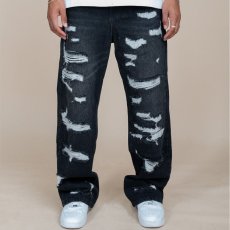 画像1: Paladin Damaged Flare Denim Pants BLK ダメージ ジーンズ カスタム デニム フレア パンツ (1)