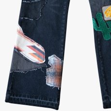 画像9: Patchwork Wappen Flare Denim Pants BLK パッチワーク ジーンズ ワッペン カスタム デニム フレア パンツ (9)