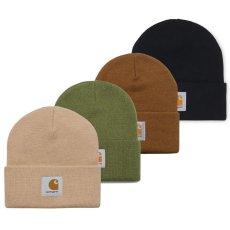 画像1: Short Watch Hat Beanie Logo Patch Knit Cap ショート ビーニー (1)