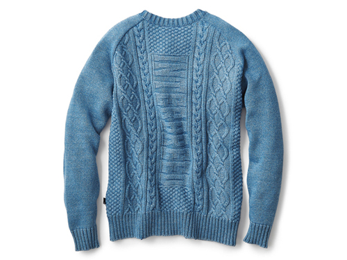 美品❗️【セーターハウス】ニットセーターインディゴ染めケーブル編みローゲージ青