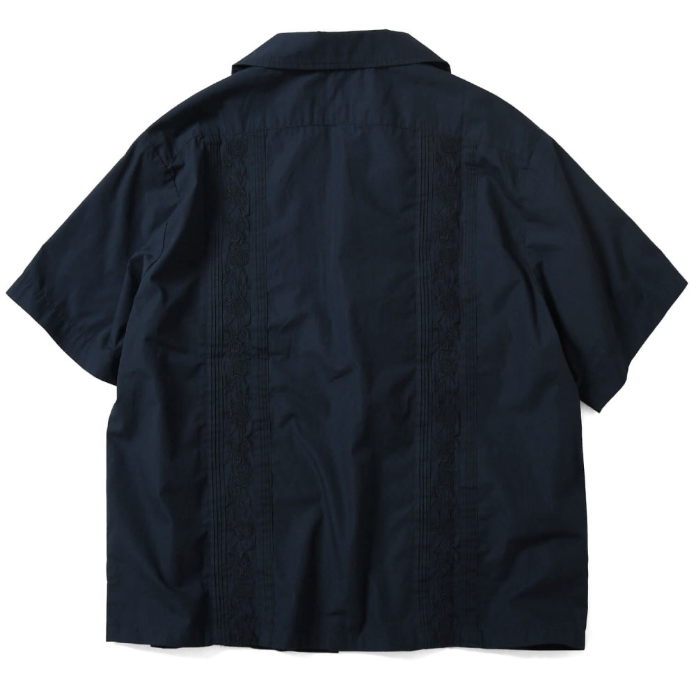【ビッグサイズ 2XL】総刺繍 4つポケット 水色 キューバシャツ 半袖シャツビンテージ